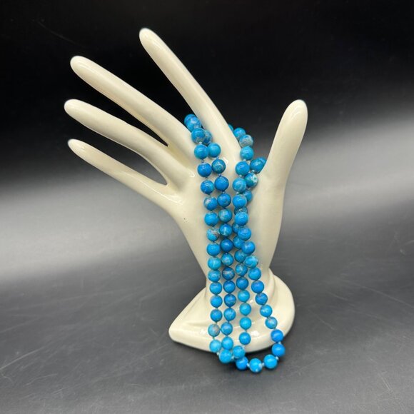 Jewelry - Vintage Turquoise Beaded Necklace Blue Stone Southwestern Western 30 Inches